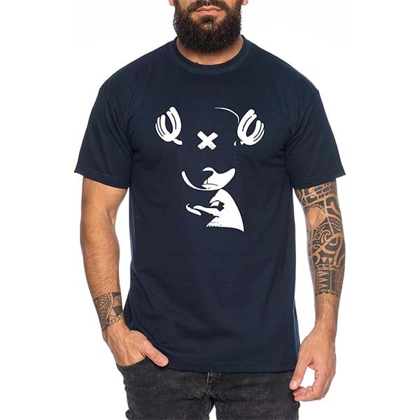 Camiseta Silueta de Chopper Azul Oscuro