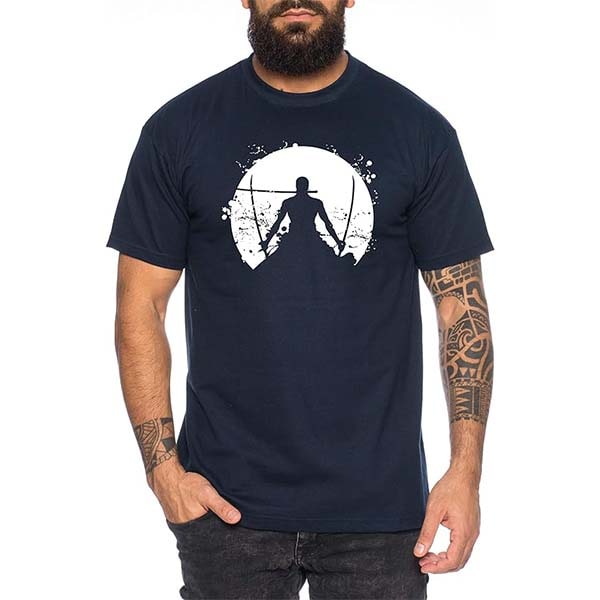 Camiseta Zoro Santoryu con la Luna Azul Oscuro