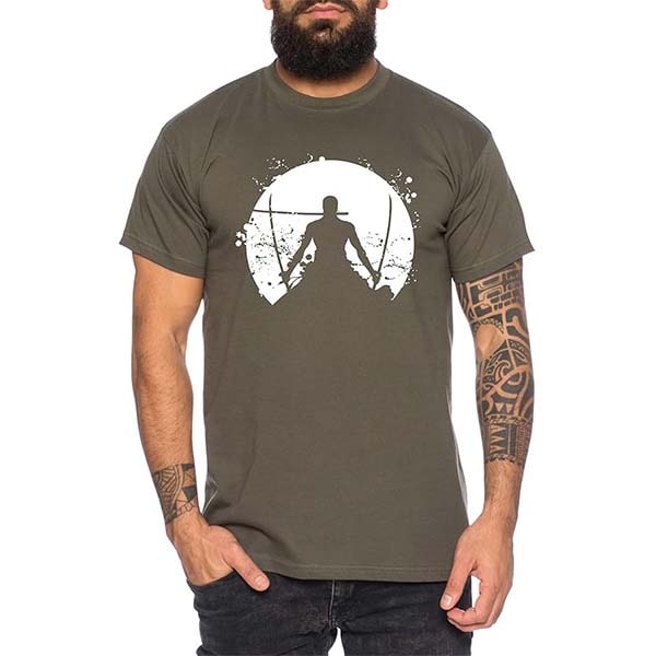 Camiseta Zoro Santoryu con la Luna Caqui