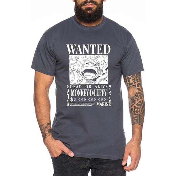 Camiseta con el cartel de Luffy gear 5 gris oscuro