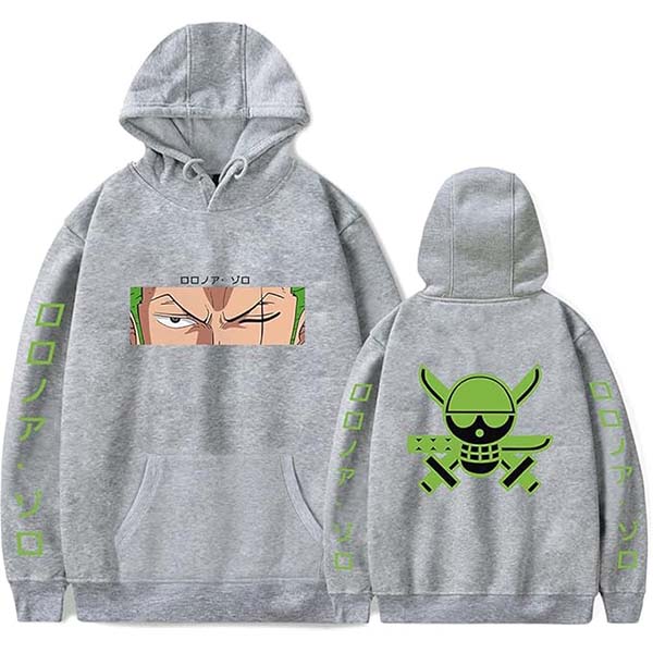 Sudadera de Zoro con su logotipo en la espalda Gris