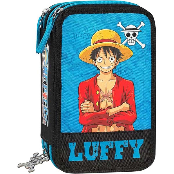 Estuche Triple One Piece Luffy 45 Accesorios Escolares