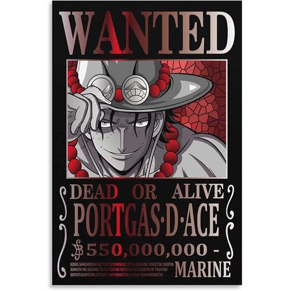 Póster Wanted Portgas D. Ace Moderno (30 x 45 cm)