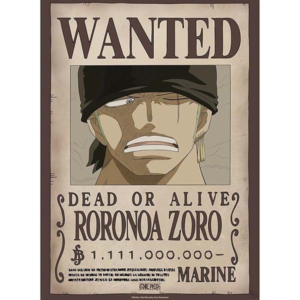 Póster One Piece Wanted Zoro New Wano (52 x 38 cm)