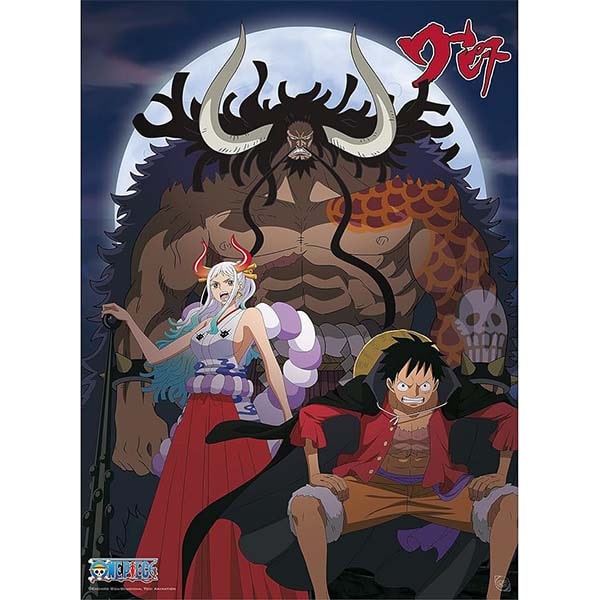 Póster One Piece de Luffy, Yamato y Kaido (52 x 38 cm)